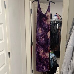 Fashion Nova Purple and Cream Maxi Dress